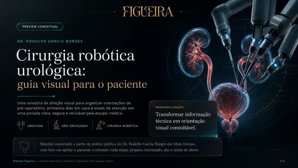 Prévia conceitual de guia visual para cirurgia robótica urológica