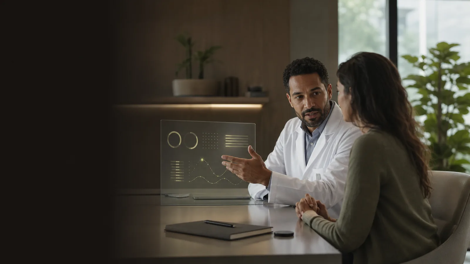 Cena editorial genérica sobre tecnologia, saúde e a preparação para uma consulta