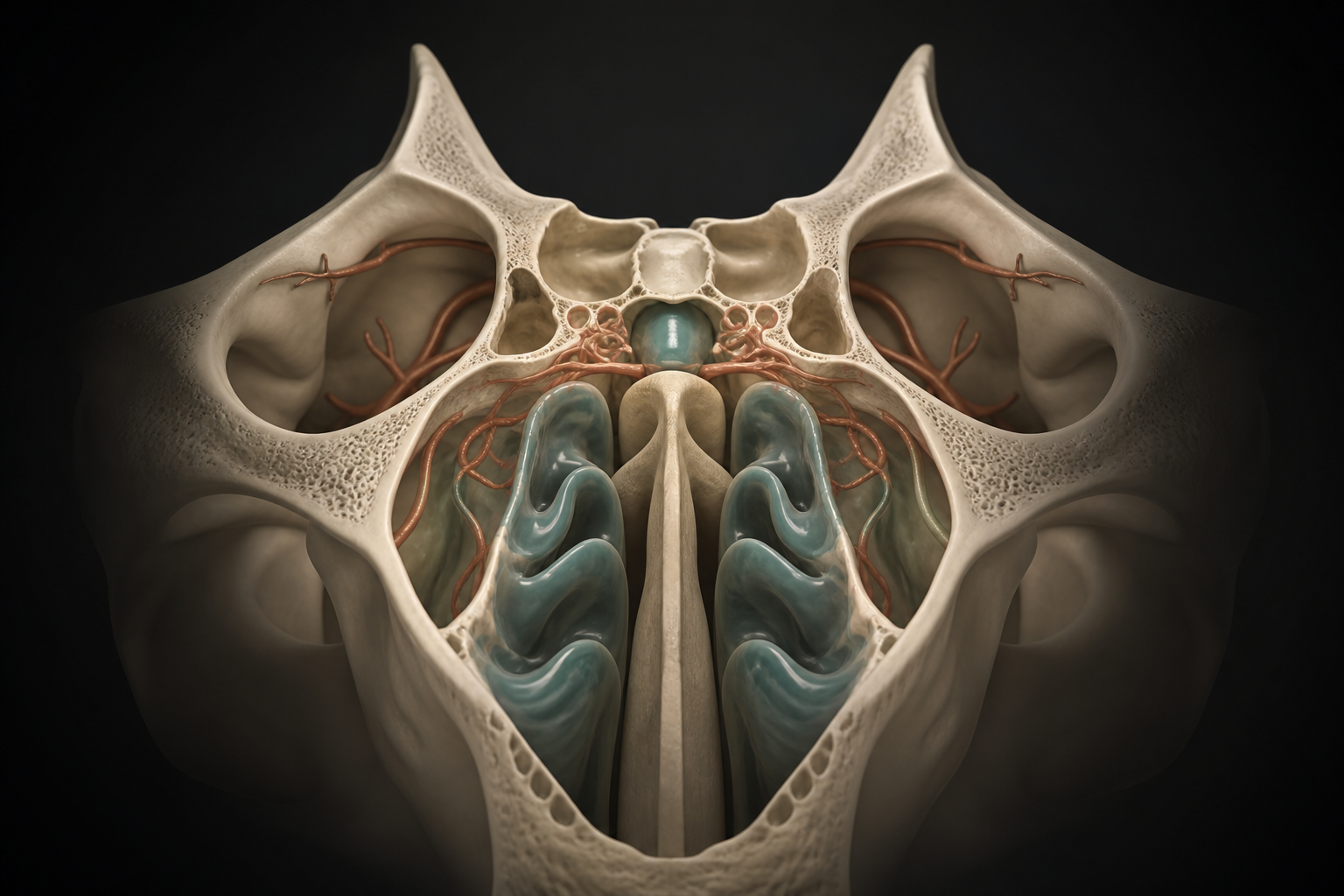 Illustrative 3D concept of skull base anatomy